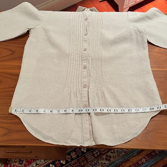 Jones New York 100% Linen Button Down Oatmeal Size M - Picture 8 of 14